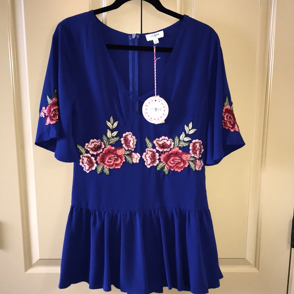 NWT Umgee Lined Romper in Royal Blue